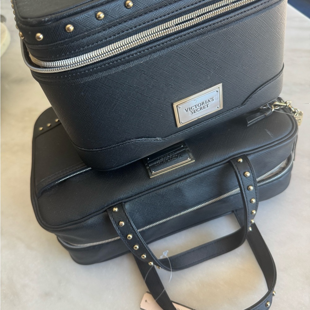 Victoria's Secret Black and Gold Travel Bag Duo
